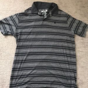 Heather gray and white striped Hurley polo